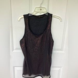 Black tank with an under layer of rust colored sequins.